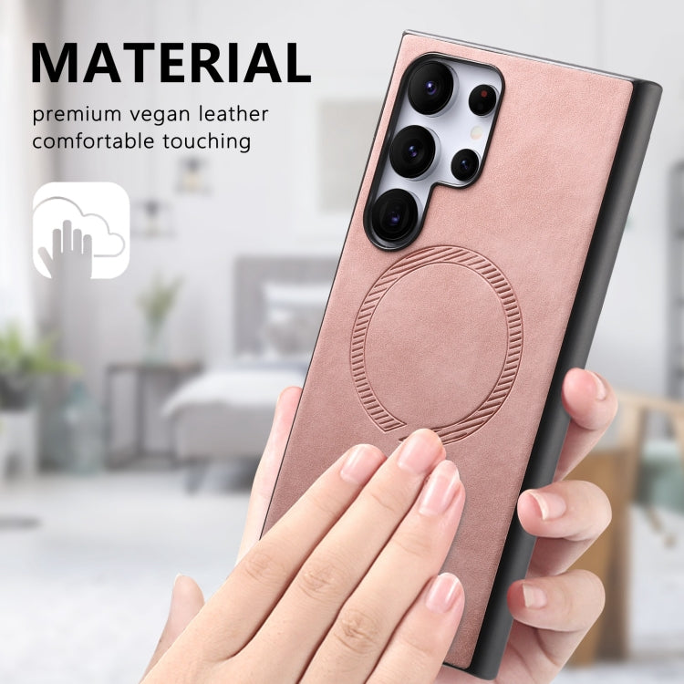 For Samsung Galaxy A24 5G Solid Color Retro Magsafe PU Back Cover Phone Case
