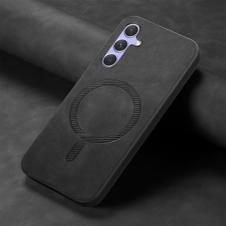 For Samsung Galaxy A24 5G Solid Color Retro Magsafe PU Back Cover Phone Case