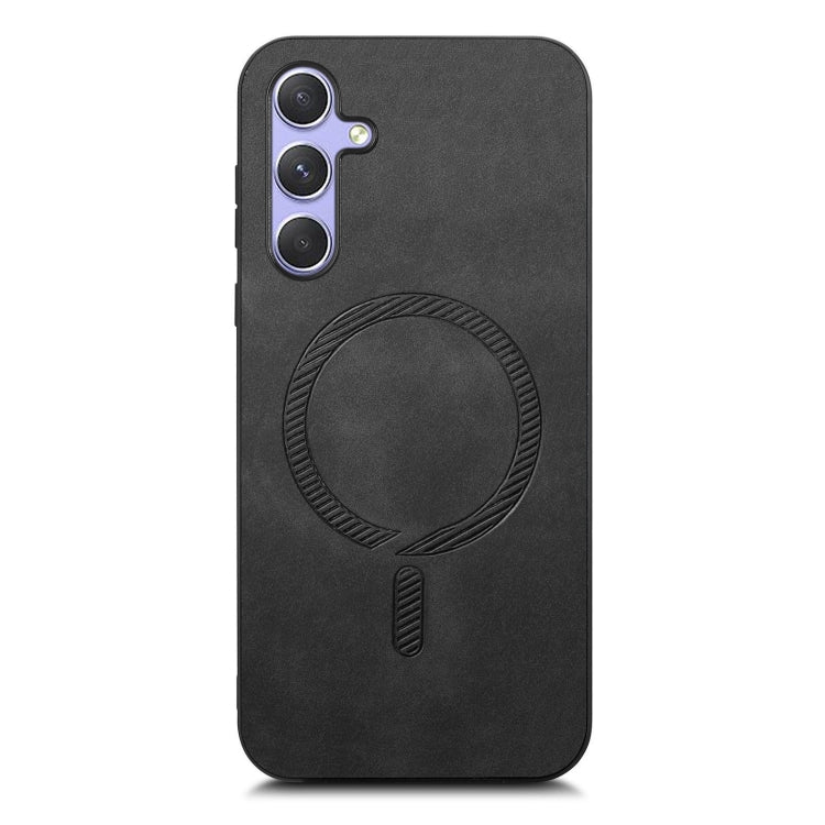 For Samsung Galaxy A24 5G Solid Color Retro Magsafe PU Back Cover Phone Case