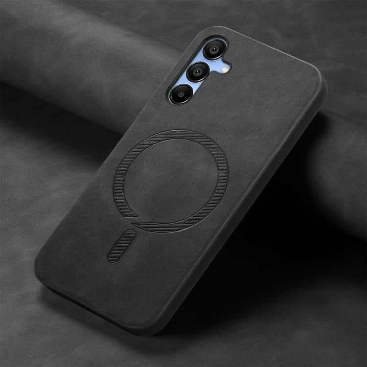 For Samsung Galaxy A25 Solid Color Retro Magsafe PU Back Cover Phone Case