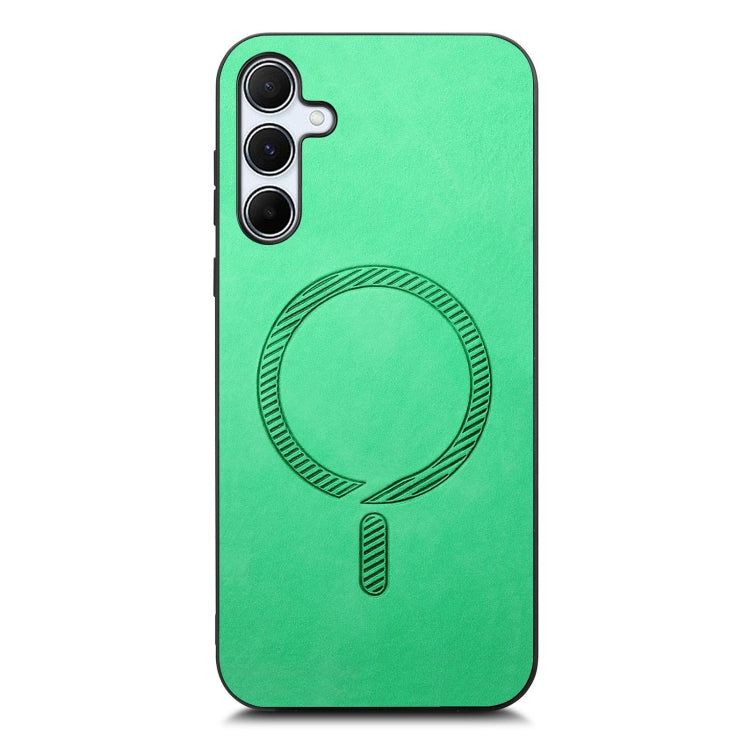 For Samsung Galaxy A35 5G Solid Color Retro Magsafe PU Back Cover Phone Case