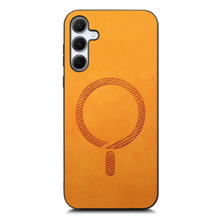 For Samsung Galaxy A35 5G Solid Color Retro Magsafe PU Back Cover Phone Case