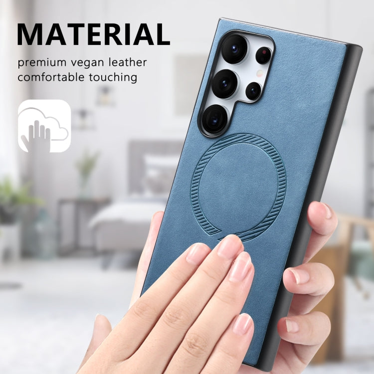 For Samsung Galaxy A35 5G Solid Color Retro Magsafe PU Back Cover Phone Case