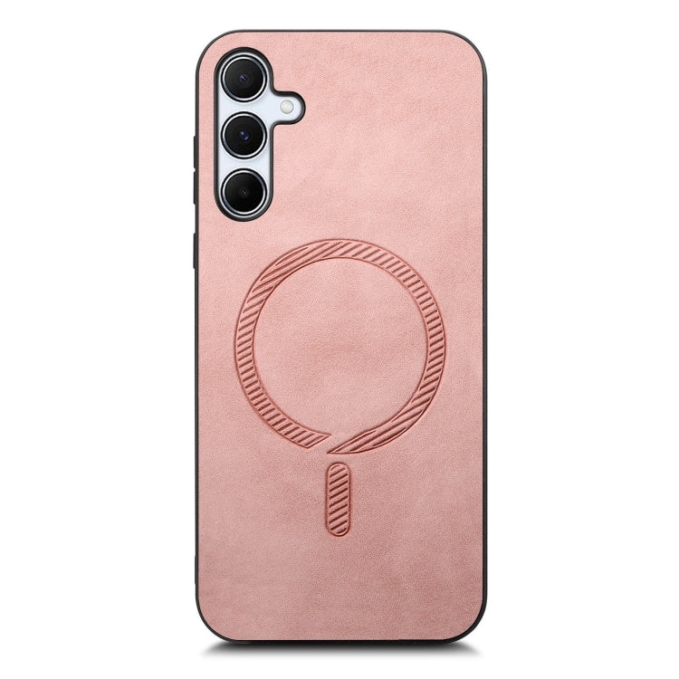 For Samsung Galaxy A55 5G Solid Color Retro Magsafe PU Back Cover Phone Case