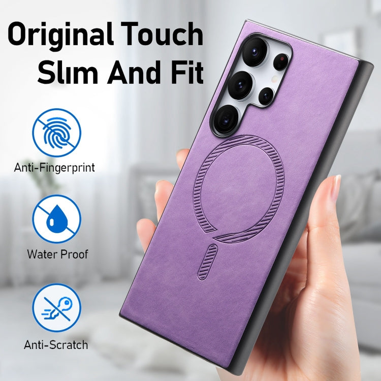 For Samsung Galaxy A55 5G Solid Color Retro Magsafe PU Back Cover Phone Case