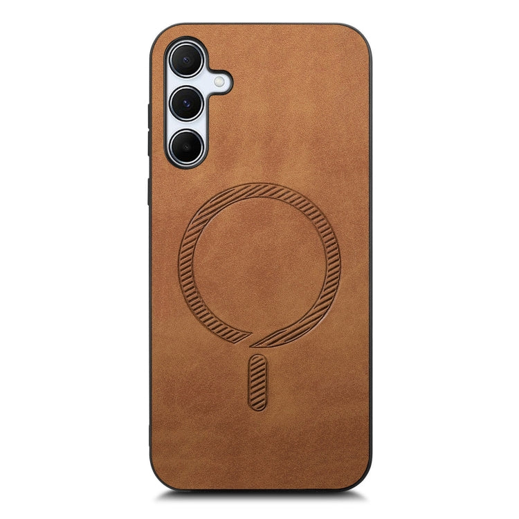 For Samsung Galaxy A55 5G Solid Color Retro Magsafe PU Back Cover Phone Case