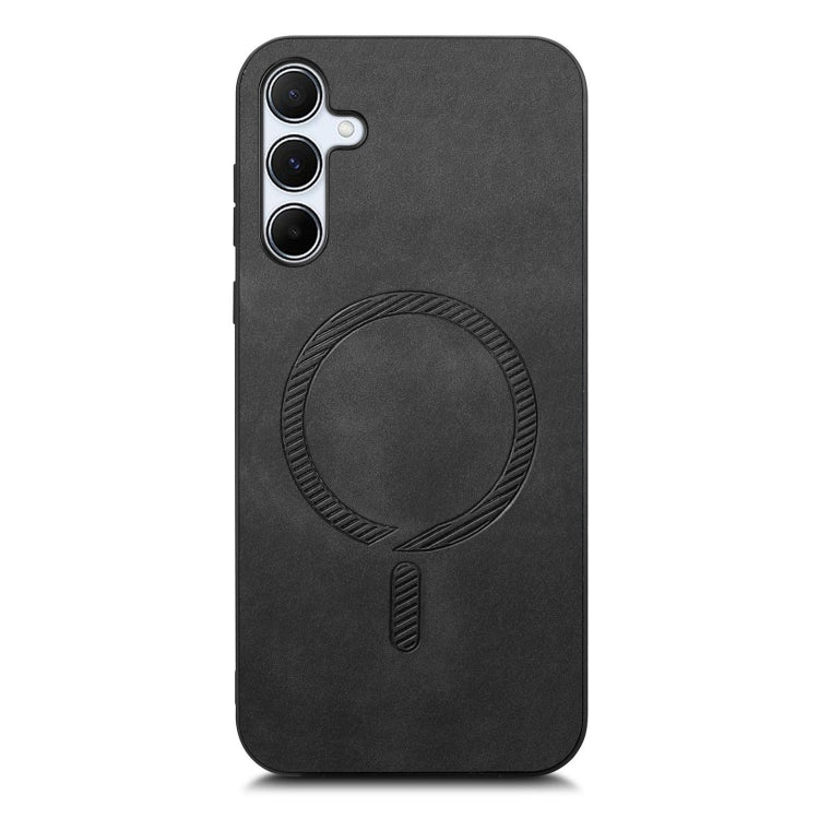 For Samsung Galaxy A55 5G Solid Color Retro Magsafe PU Back Cover Phone Case