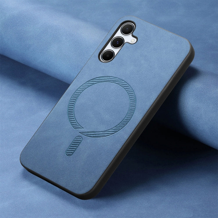 For Samsung Galaxy A55 5G Solid Color Retro Magsafe PU Back Cover Phone Case