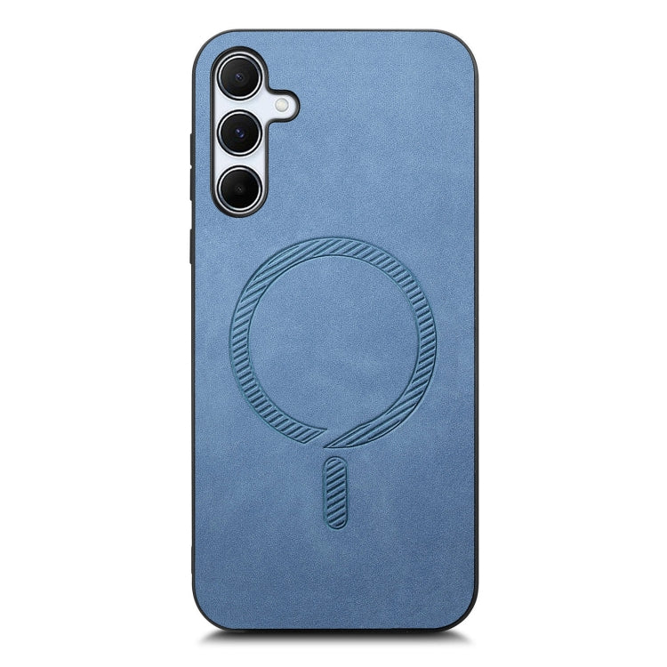 For Samsung Galaxy A55 5G Solid Color Retro Magsafe PU Back Cover Phone Case