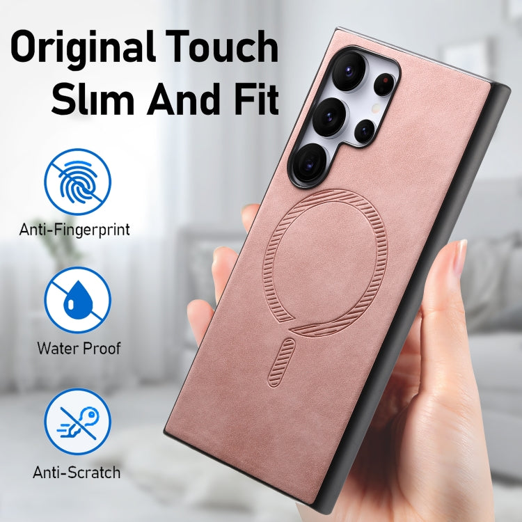 For Samsung Galaxy S25+ 5G Solid Color Retro Magsafe PU Back Cover Phone Case