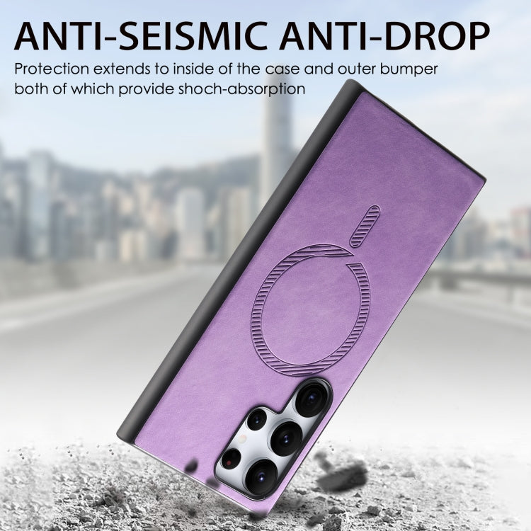 For Samsung Galaxy S25+ 5G Solid Color Retro Magsafe PU Back Cover Phone Case