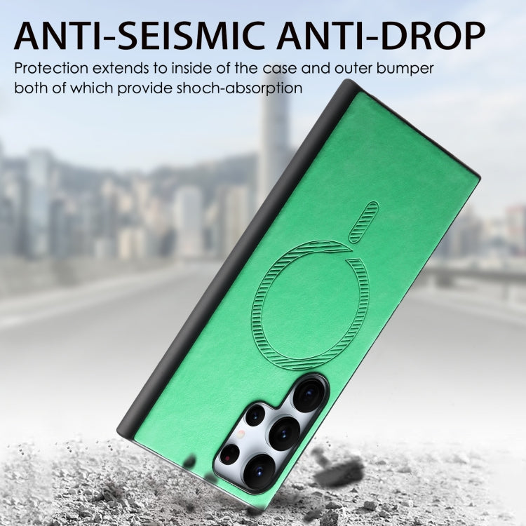 For Samsung Galaxy S25+ 5G Solid Color Retro Magsafe PU Back Cover Phone Case