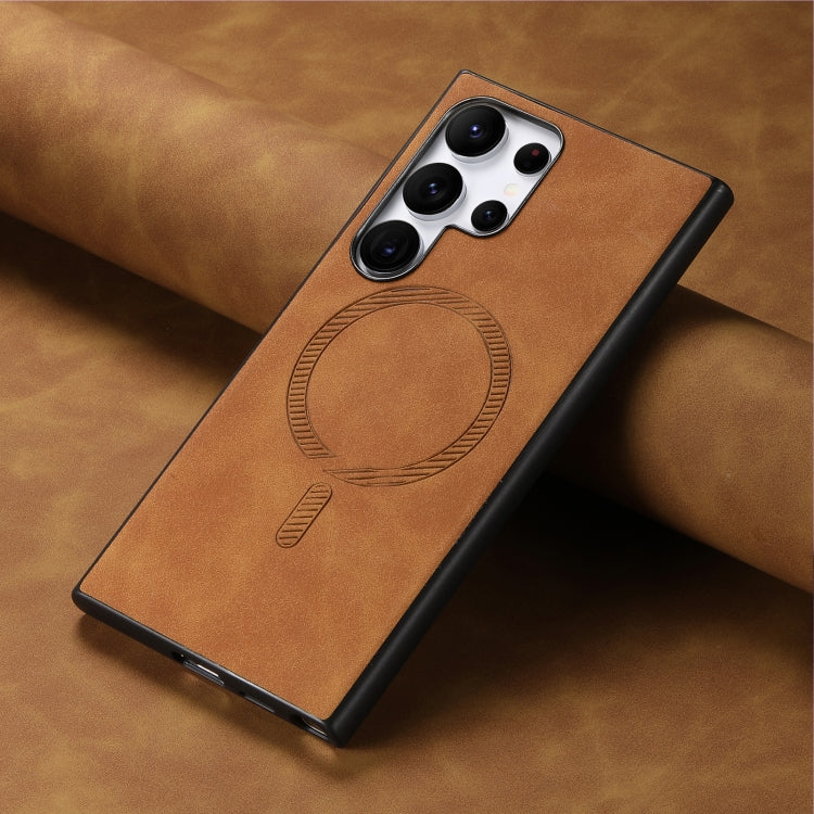 For Samsung Galaxy S25+ 5G Solid Color Retro Magsafe PU Back Cover Phone Case