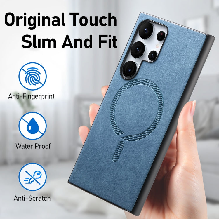 For Samsung Galaxy S25+ 5G Solid Color Retro Magsafe PU Back Cover Phone Case