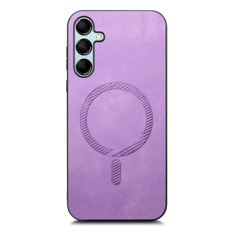 For Samsung Galaxy M14 5G Solid Color Retro Magsafe PU Back Cover Phone Case