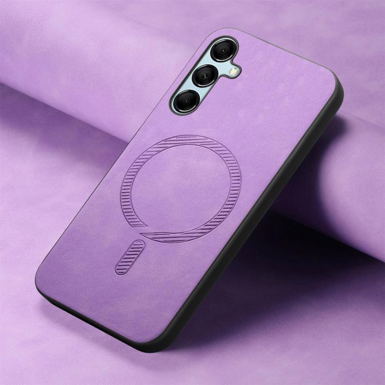 For Samsung Galaxy M14 5G Solid Color Retro Magsafe PU Back Cover Phone Case