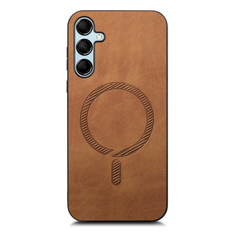 For Samsung Galaxy M14 5G Solid Color Retro Magsafe PU Back Cover Phone Case