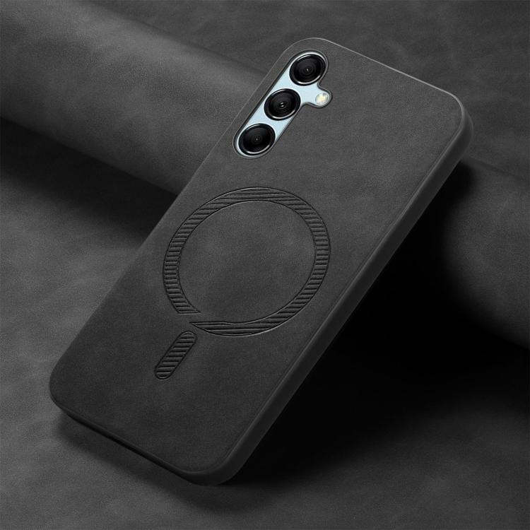For Samsung Galaxy M14 5G Solid Color Retro Magsafe PU Back Cover Phone Case