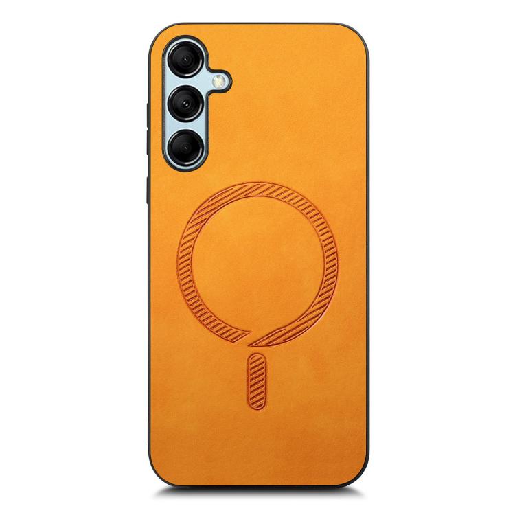 For Samsung Galaxy M14 5G Solid Color Retro Magsafe PU Back Cover Phone Case