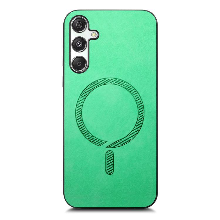 For Samsung Galaxy M34 / F34 5G Solid Color Retro Magsafe PU Back Cover Phone Case