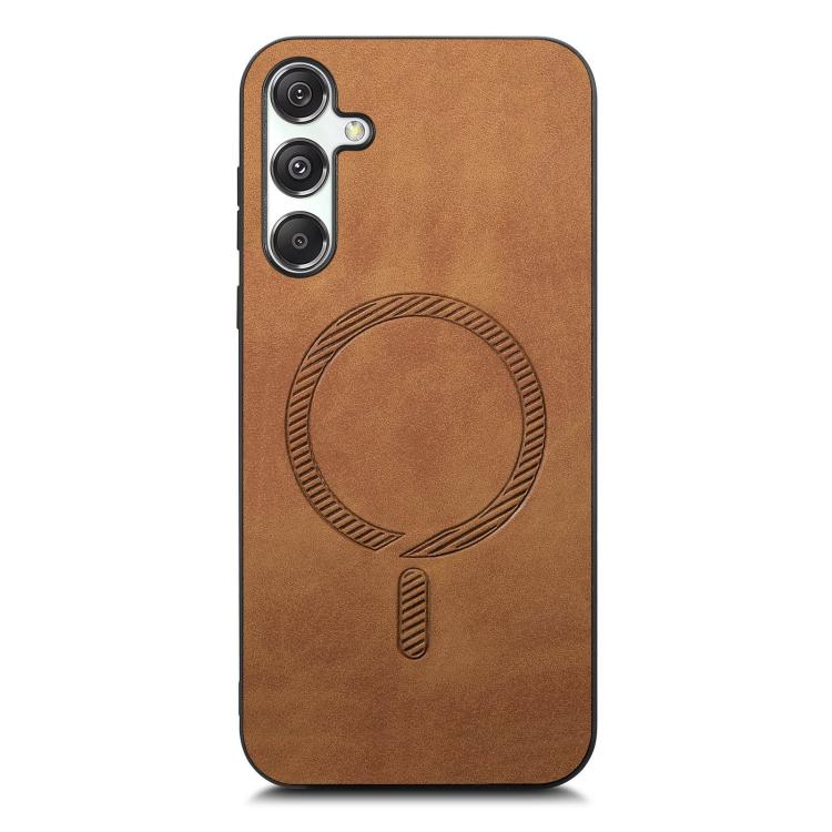For Samsung Galaxy M34 / F34 5G Solid Color Retro Magsafe PU Back Cover Phone Case