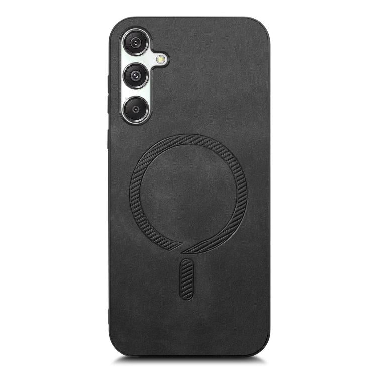 For Samsung Galaxy M34 / F34 5G Solid Color Retro Magsafe PU Back Cover Phone Case