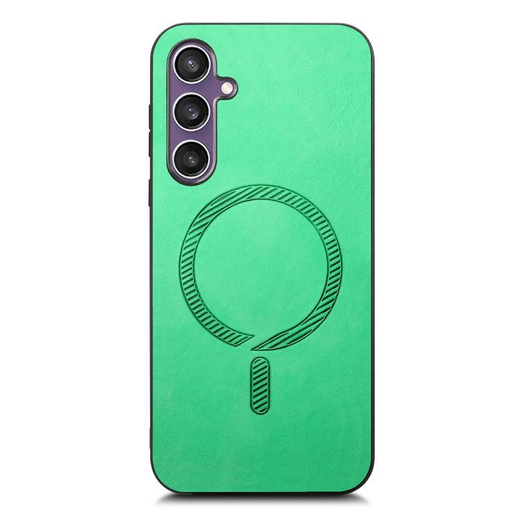 For Samsung Galaxy S24 FE 5G Solid Color Retro Magsafe PU Back Cover Phone Case