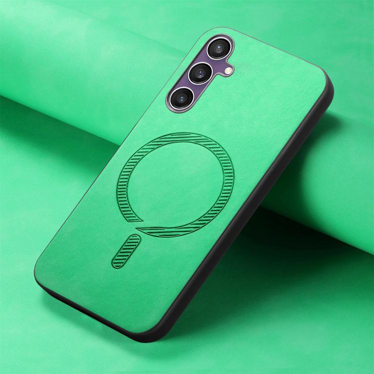 For Samsung Galaxy S24 FE 5G Solid Color Retro Magsafe PU Back Cover Phone Case