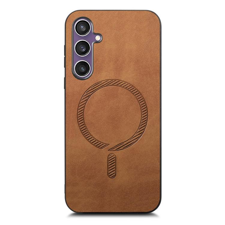 For Samsung Galaxy S24 FE 5G Solid Color Retro Magsafe PU Back Cover Phone Case