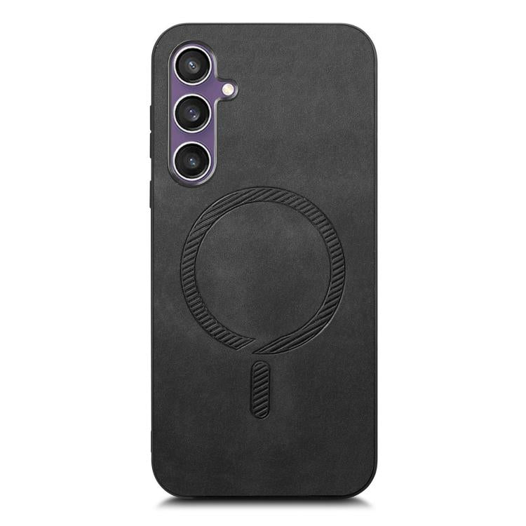 For Samsung Galaxy S24 FE 5G Solid Color Retro Magsafe PU Back Cover Phone Case