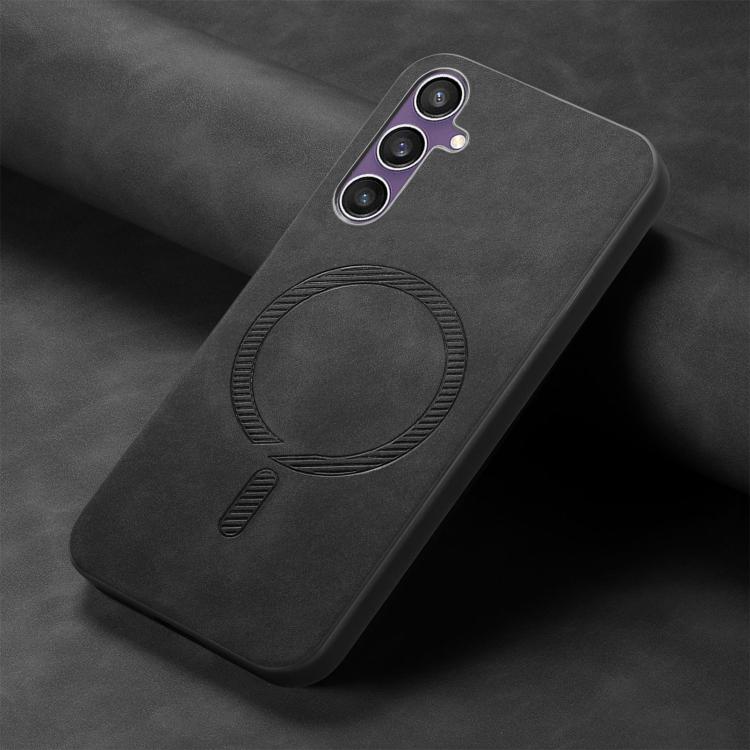 For Samsung Galaxy S24 FE 5G Solid Color Retro Magsafe PU Back Cover Phone Case
