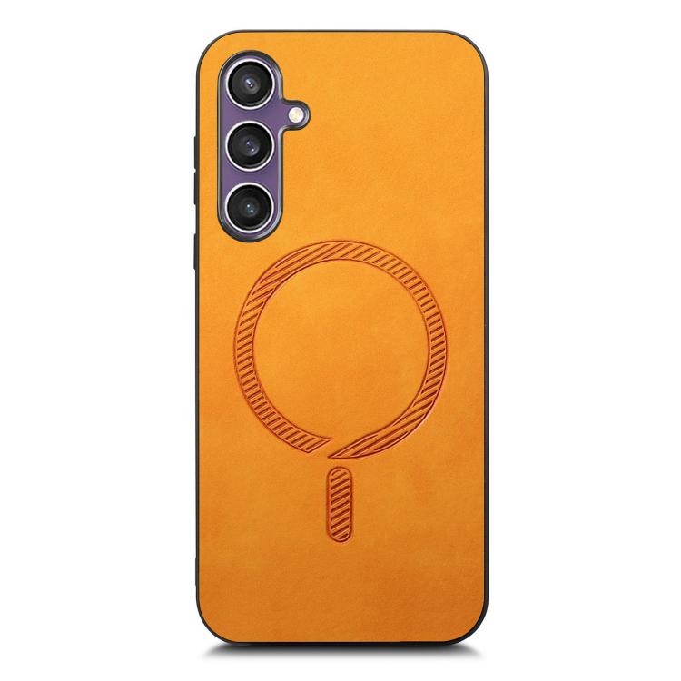 For Samsung Galaxy S24 FE 5G Solid Color Retro Magsafe PU Back Cover Phone Case