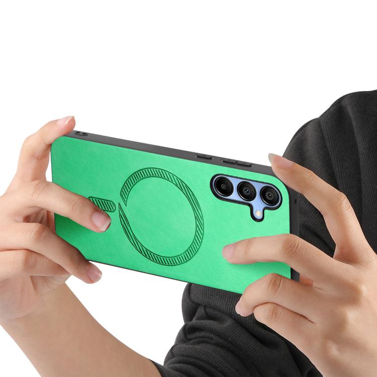 For Samsung Galaxy A16 Solid Color Retro Magsafe PU Back Cover Phone Case
