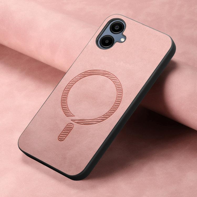 For Samsung Galaxy A06 4G Solid Color Retro Magsafe PU Back Cover Phone Case