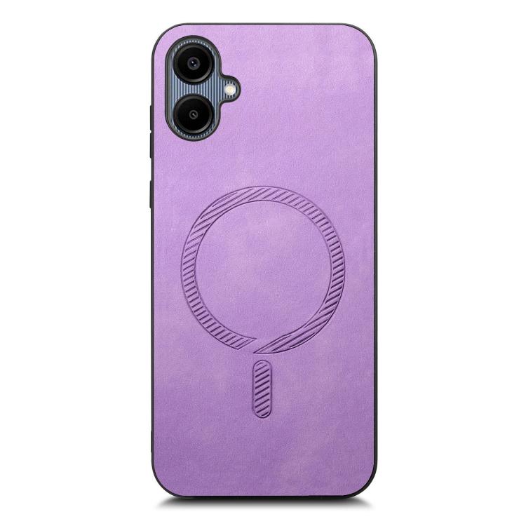 For Samsung Galaxy A06 4G Solid Color Retro Magsafe PU Back Cover Phone Case