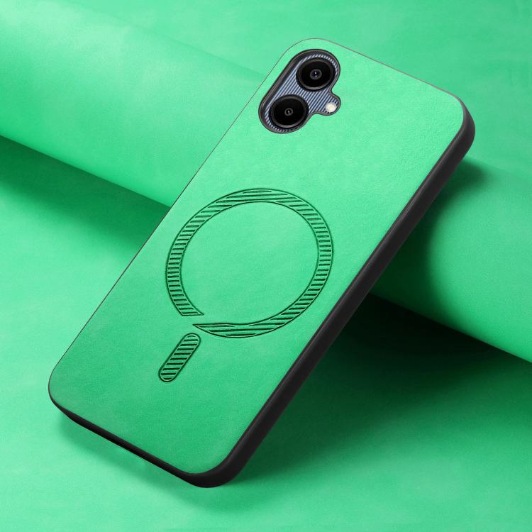 For Samsung Galaxy A06 4G Solid Color Retro Magsafe PU Back Cover Phone Case