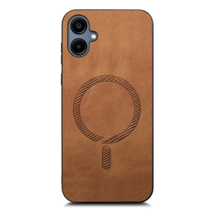 For Samsung Galaxy A06 4G Solid Color Retro Magsafe PU Back Cover Phone Case