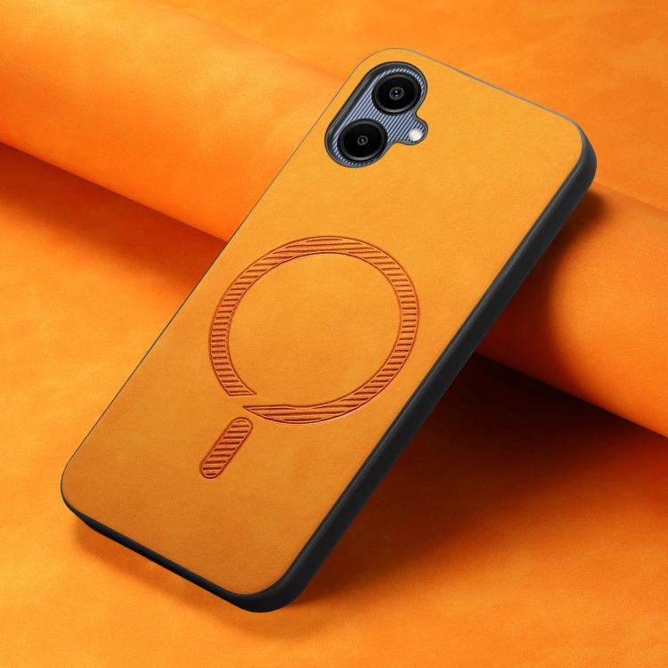 For Samsung Galaxy A06 4G Solid Color Retro Magsafe PU Back Cover Phone Case