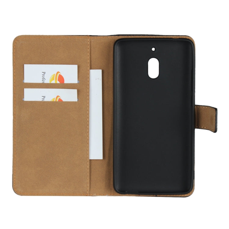 Leather Horizontal Flip Holster for Nokia 2.1 , with Magnetic Clasp and Bracket and Card Slot and Wallet(Black)