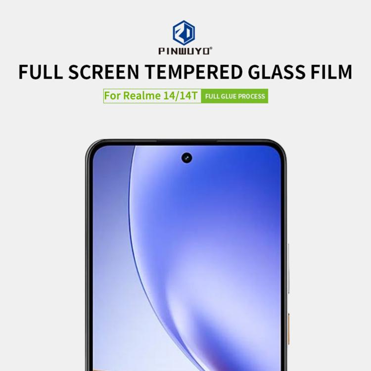 For Realme 14 / 14T PINWUYO 9H 2.5D Full Screen Tempered Glass Film - Black