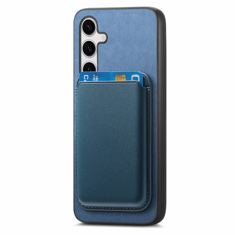 For Samsung Galaxy S25 5G Retro Magsafe Card Bag PU Back Cover Phone Case