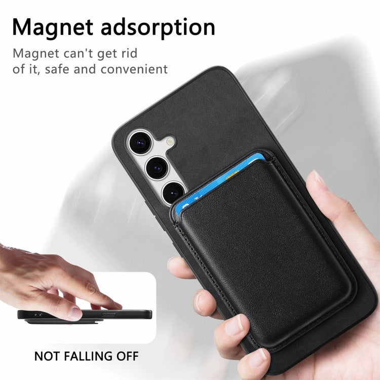For Samsung Galaxy S25 5G Retro Magsafe Card Bag PU Back Cover Phone Case