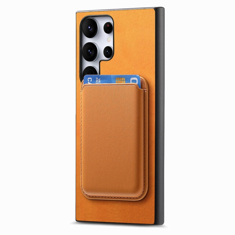For Samsung Galaxy S25 Ultra 5G Retro Magsafe Card Bag PU Back Cover Phone Case