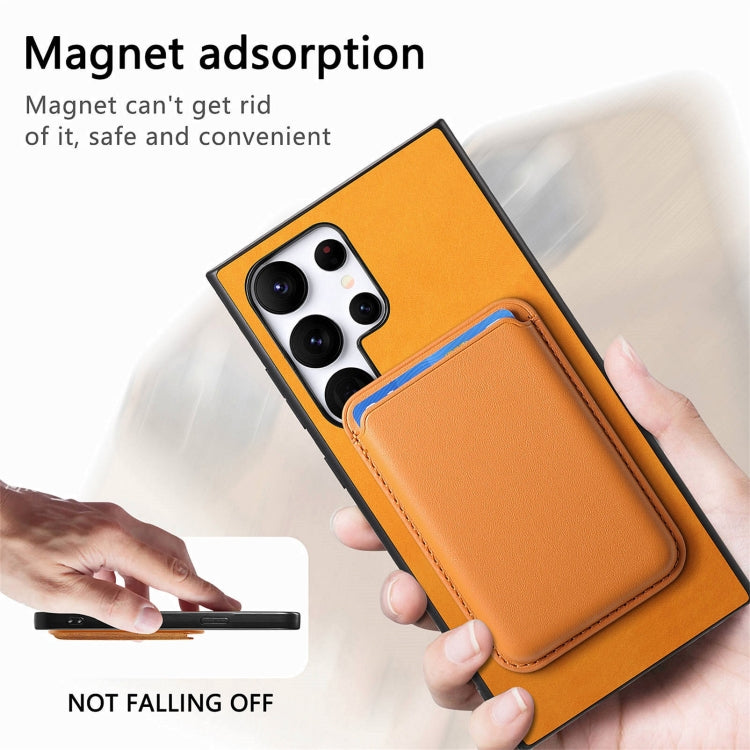 For Samsung Galaxy S25 Ultra 5G Retro Magsafe Card Bag PU Back Cover Phone Case
