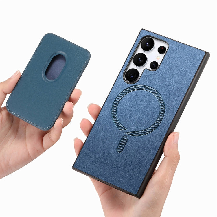 For Samsung Galaxy S25 Ultra 5G Retro Magsafe Card Bag PU Back Cover Phone Case