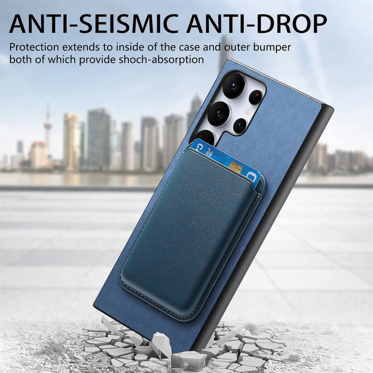For Samsung Galaxy S25 Ultra 5G Retro Magsafe Card Bag PU Back Cover Phone Case