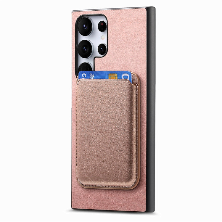 For Samsung Galaxy S25 Ultra 5G Retro Magsafe Card Bag PU Back Cover Phone Case