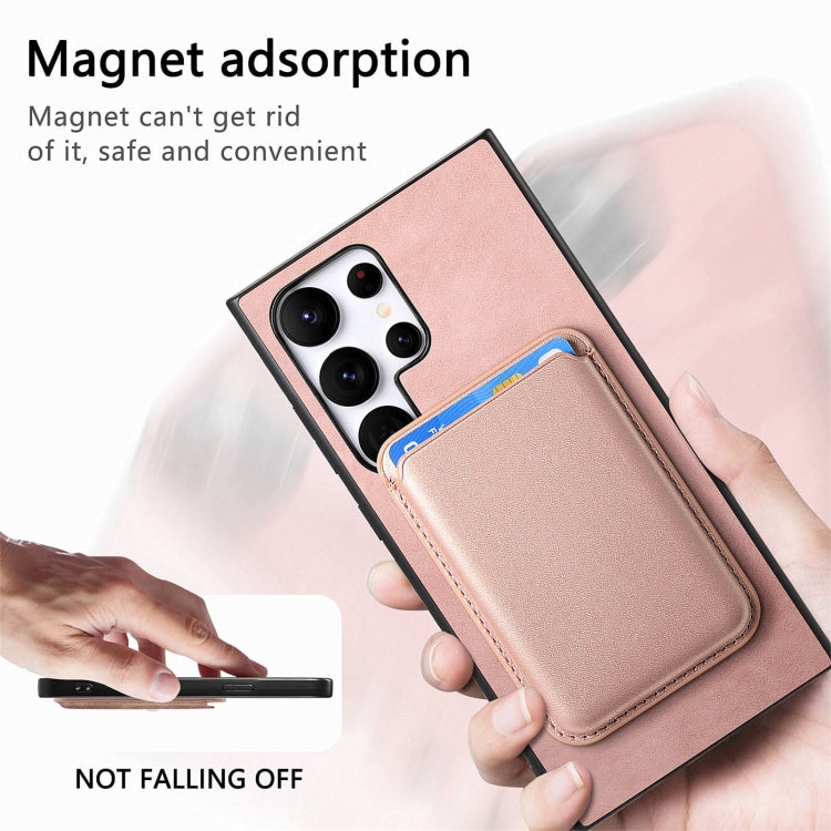 For Samsung Galaxy S25 Ultra 5G Retro Magsafe Card Bag PU Back Cover Phone Case