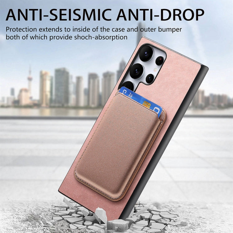 For Samsung Galaxy S25 Ultra 5G Retro Magsafe Card Bag PU Back Cover Phone Case