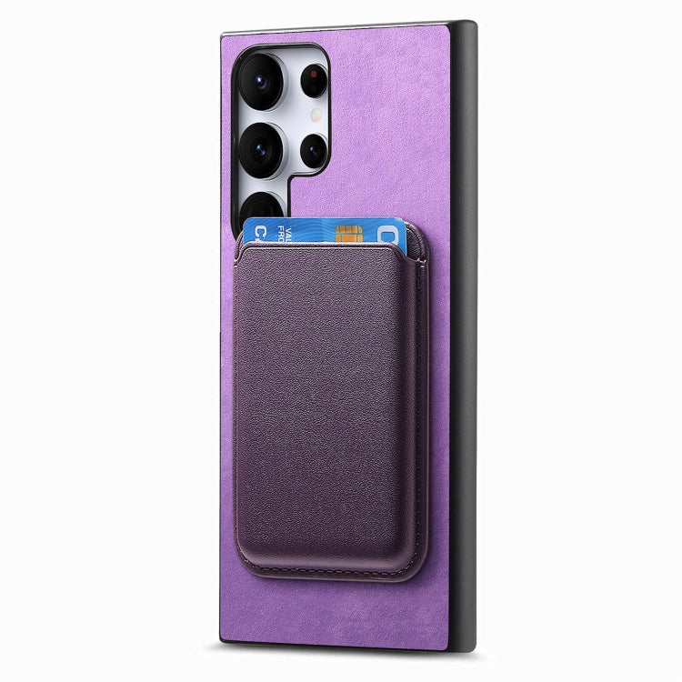 For Samsung Galaxy S25 Ultra 5G Retro Magsafe Card Bag PU Back Cover Phone Case